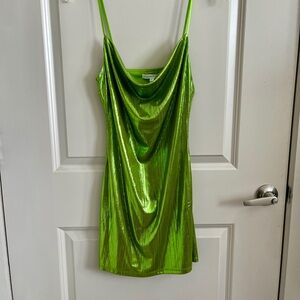 Sincerely Jules Lustrous Metallic Lime Dress